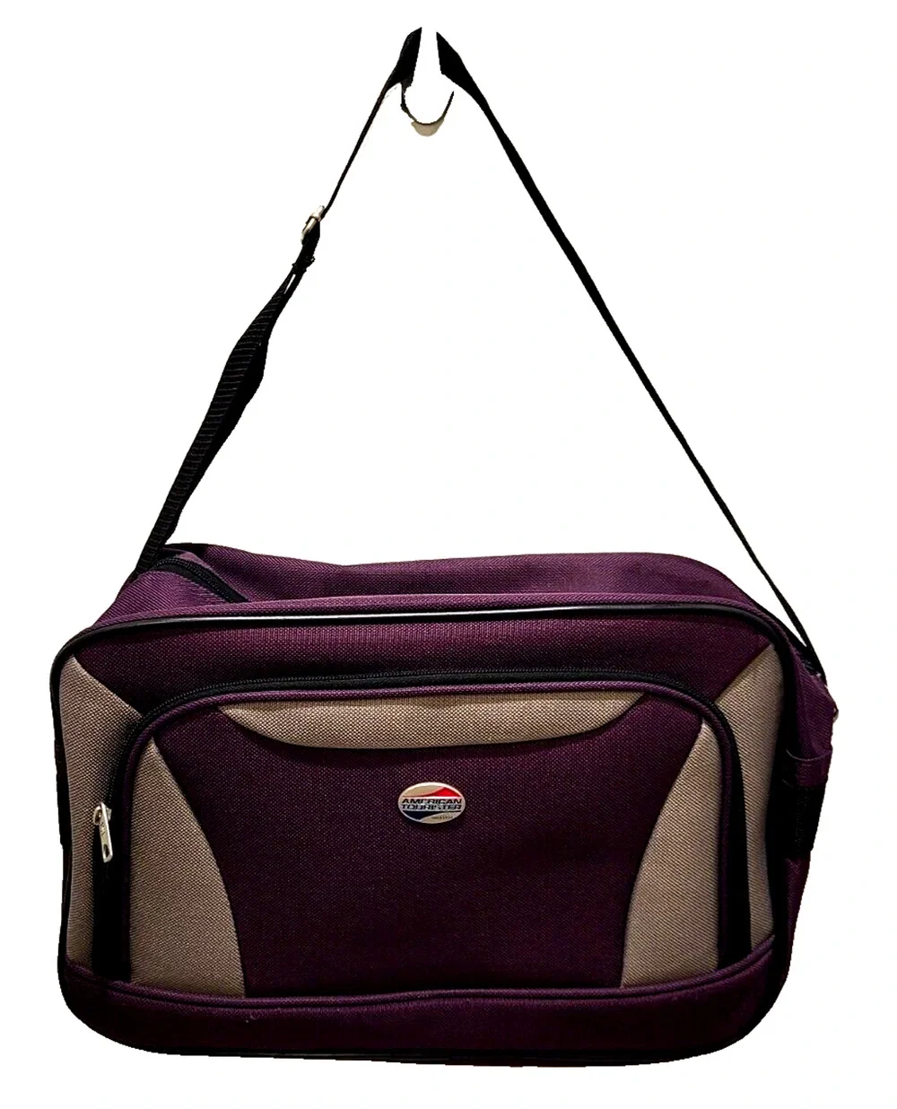 American Tourister Purple Canvas Overnight Carry-on Bag 15x10x5